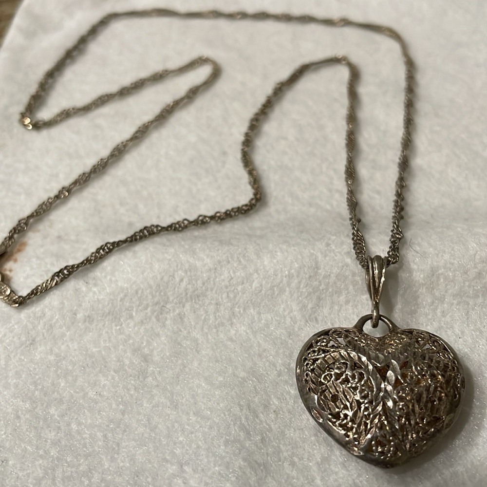 Sterling Silver 925 Solid Heart Pendent With 20 I… - image 2